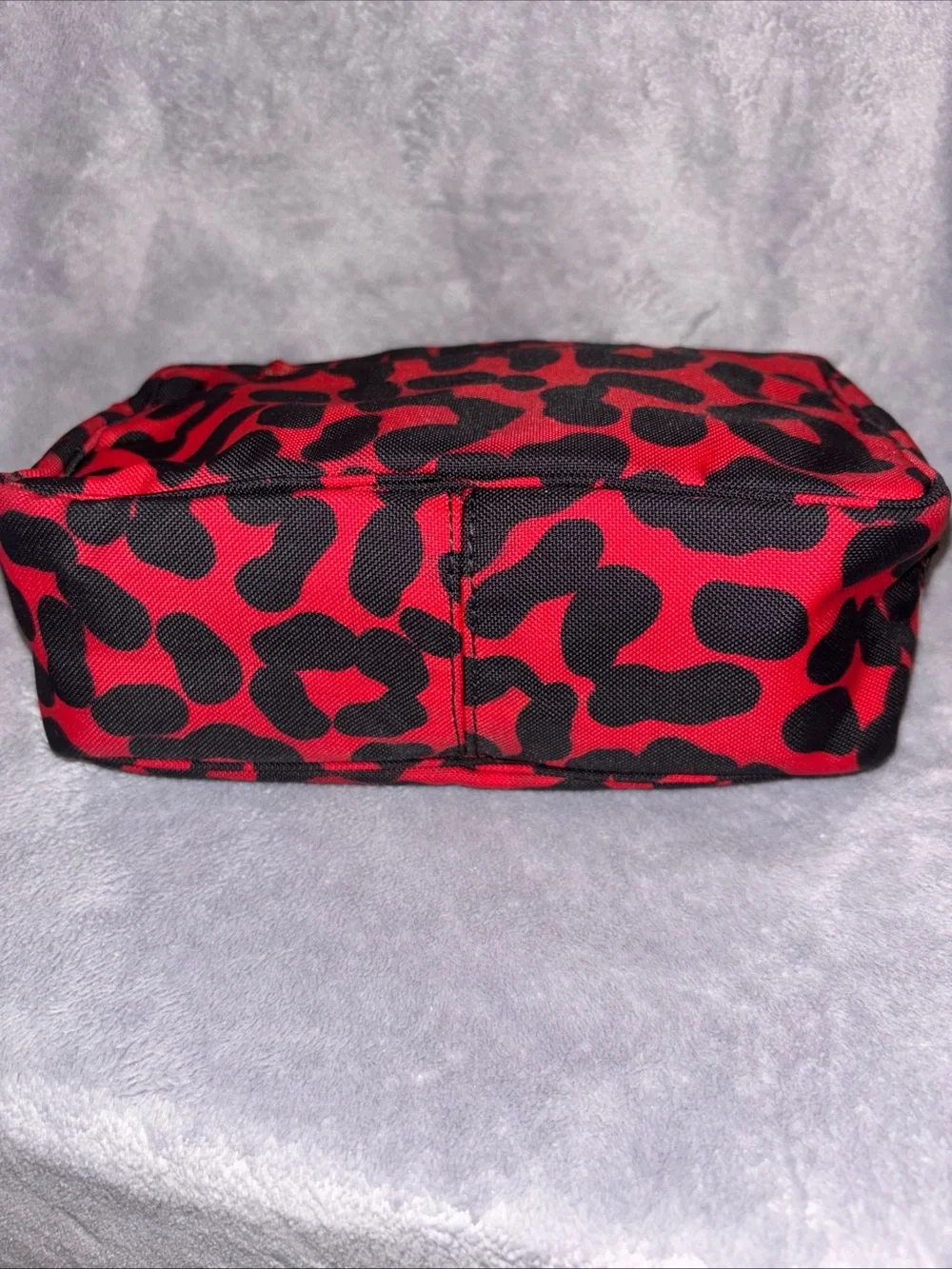 Bottega Veneta Red and Black Leopard Print toiletry pouch with Coa